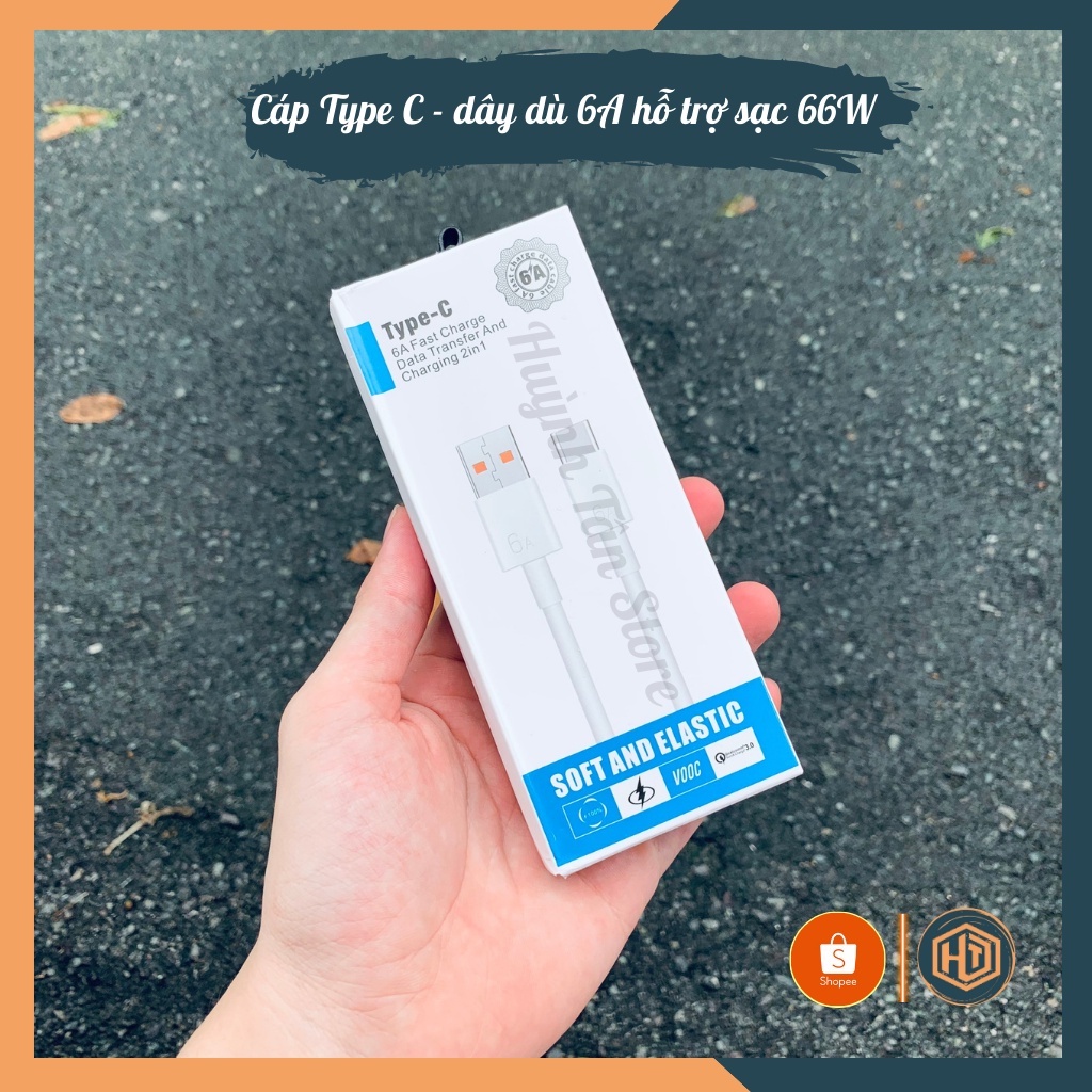 Cáp Type C 6A hỗ trợ sạc nhanh Super Charge, Quick Charge , Flash Charge dành cho Xiaomi, Huawei, Vivo,Oppo