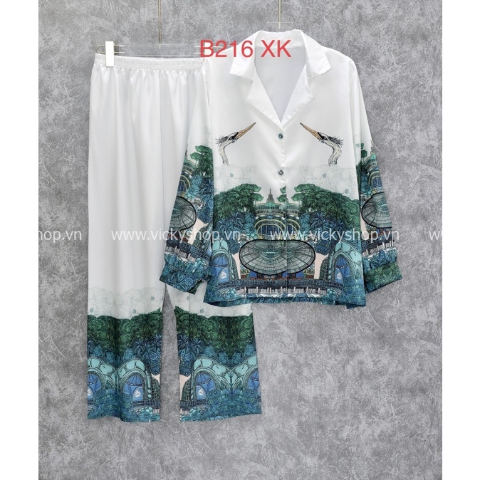 Bộ đồ ngủ pijama lụa QCCC, tay dài quần dài họa tiết sang trọng ,chất lụa mềm mịn.(hình thật)b216