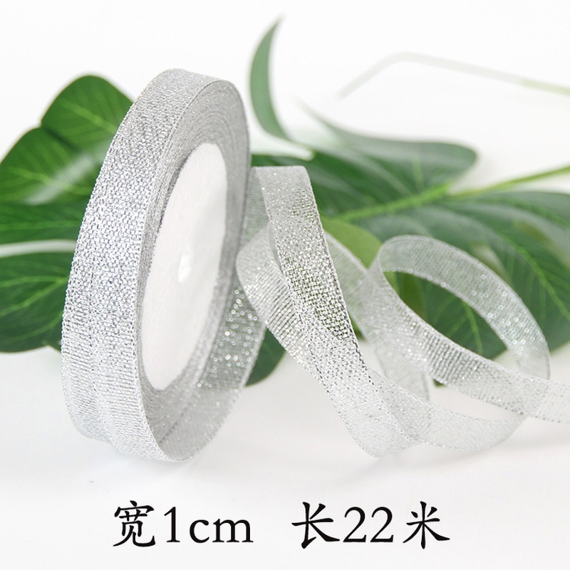 Cuộn Dây Ruy Băng Kim Tuyến Màu Vàng / Bạc 6 / 10 / 12mm X 22m Dùng Gói Quà