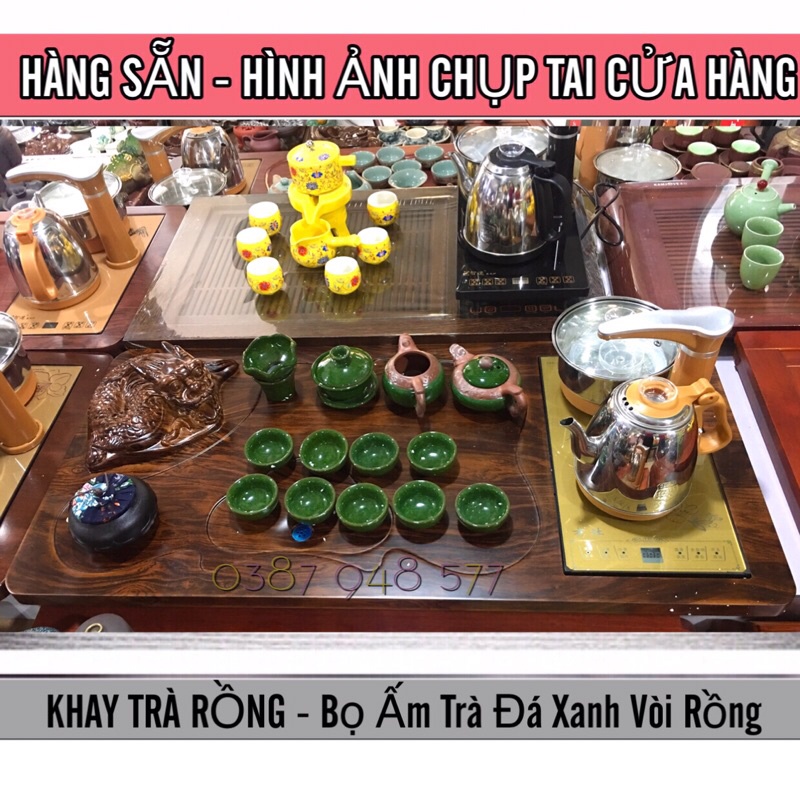 Bàn trà điện thông minh đa năng cao cấp giá rẻ cảm ứng tự động,khung gỗ dài 92cm  ,khay trà đạo Rồng phong thuỷ  TR 10