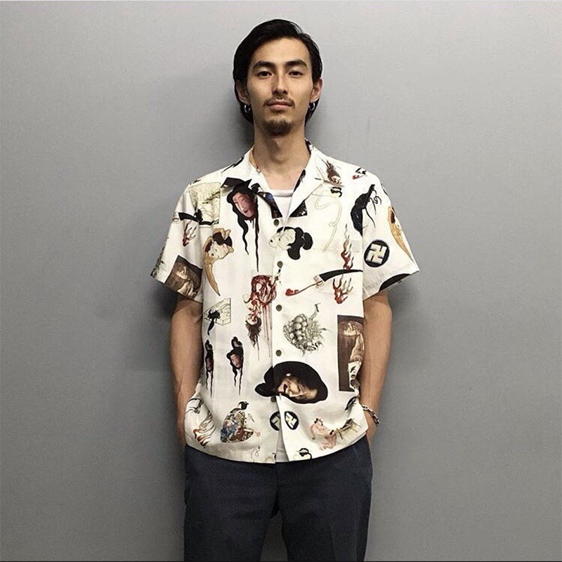 Bán Chạy Nhất WAC &amp; Arian Áo Sơ Mi Tay Ngắn In Hình Hundred Ghosts Night Walk Size Lớn Unisex