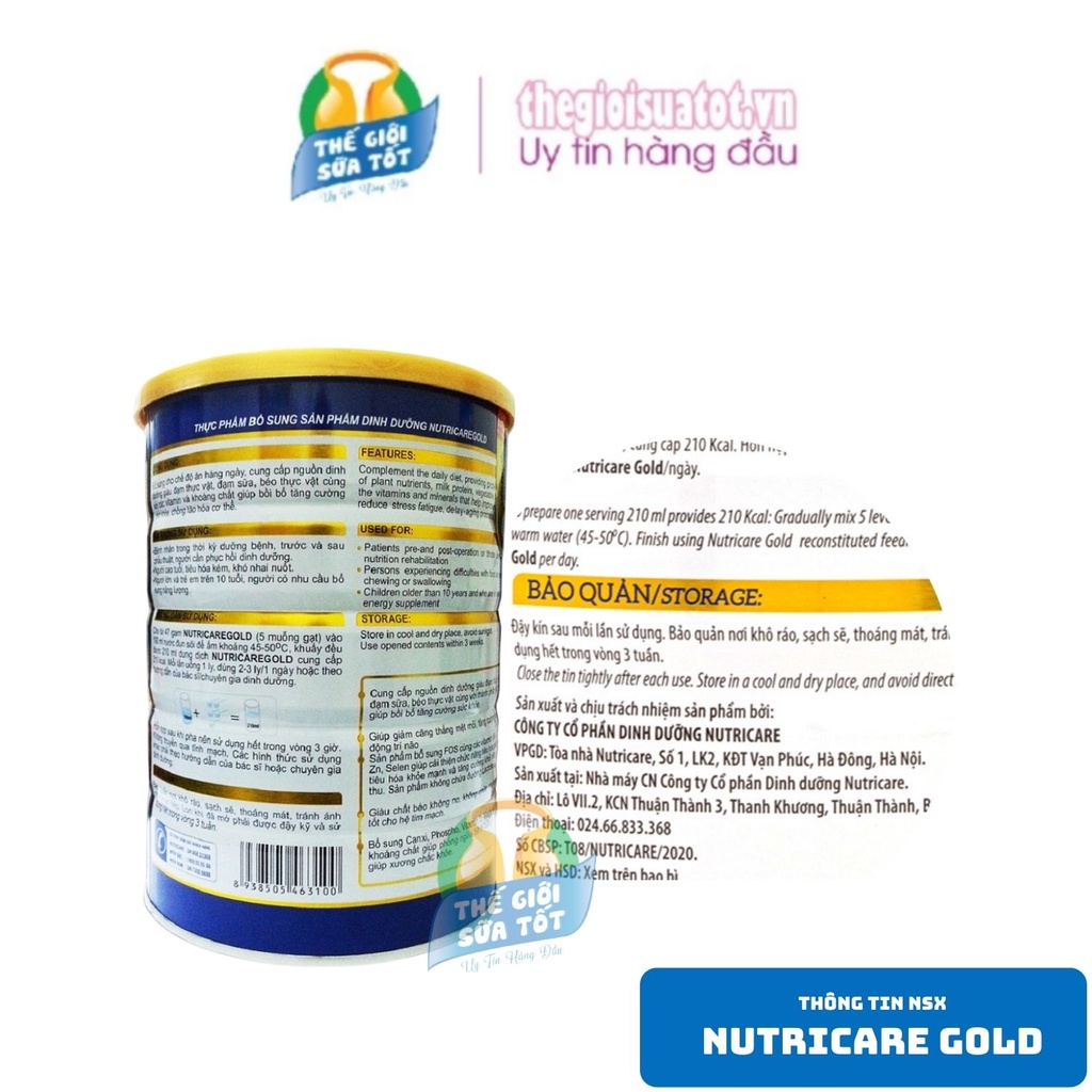 Sữa Nutri Care Gold Dinh dưỡng Hoàn hảo cho người lớn tuổi 900g