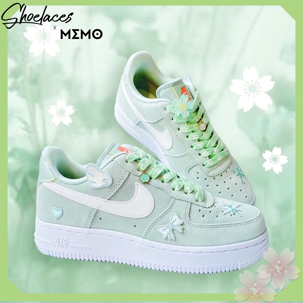 [ Memo Custom ] Combo Custom Dây Giày AF1 Sakura Xanh- Custom Nike AirForce 1