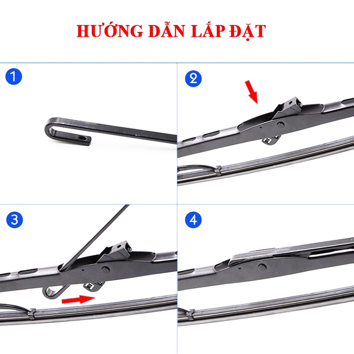 Gạt mưa ô tô xương sắt gạt siêu sạch đủ kích thước từ 35cm đến 65cm ( giá bán 1 thanh)