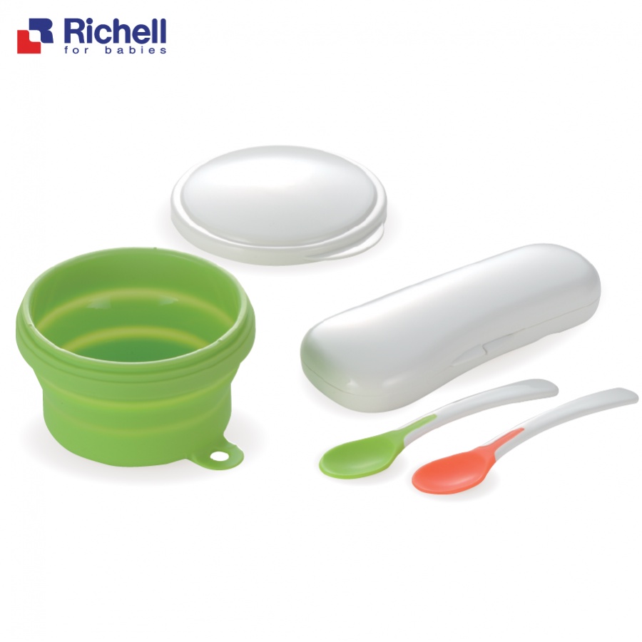 Chén ăn dặm gấp gọn kèm muỗng Richell