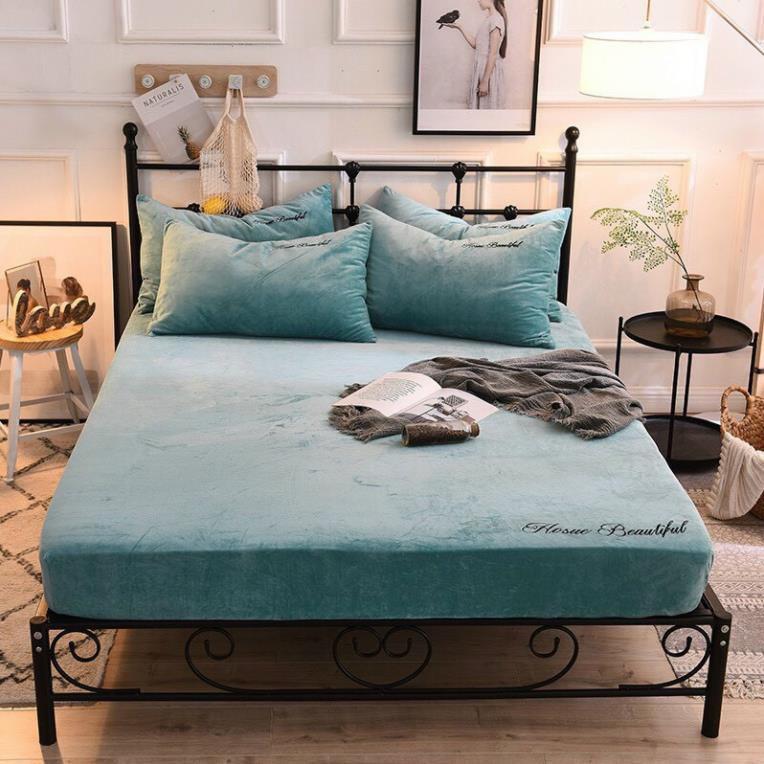 Bộ drap giường, bộ ga giường kèm 2 vỏ gối nỉ lông tuyết mùa đông 2020 | BigBuy360 - bigbuy360.vn