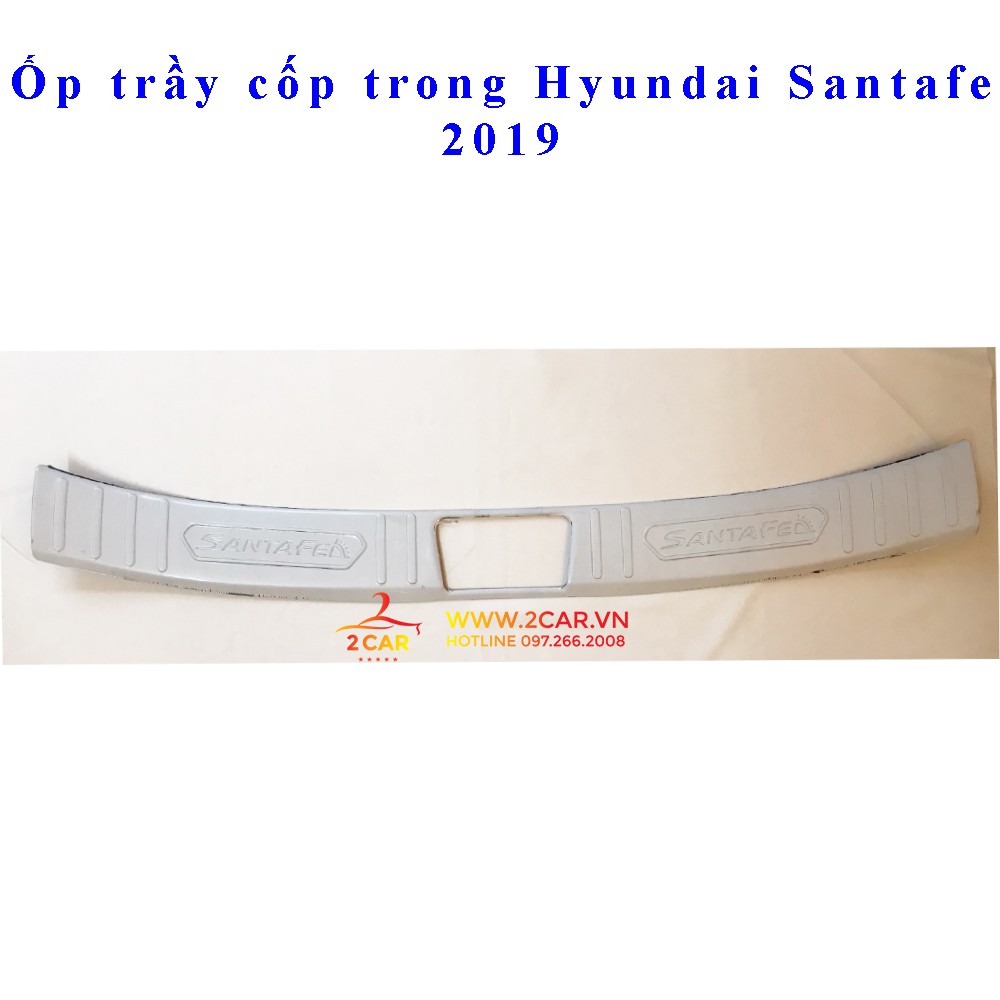 Bộ ốp chống trầy cốp trong + ngoài xe Hyundai Santafe 2018-2019 Inox