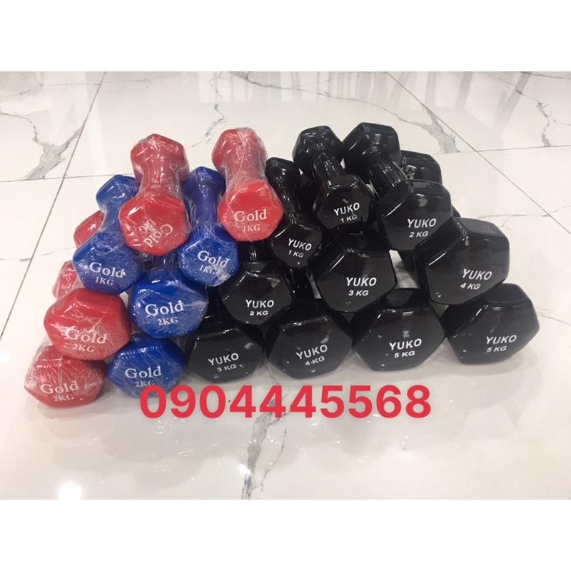 Tạ tay 1kg, 2kg cho nữ, tạ đơn lõi gang bọc cao su cao cấp cho nữ tập gym yoga