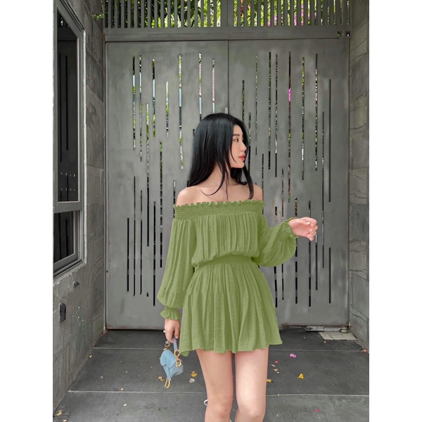 JUMSUIT TRỄ VAI BO EO