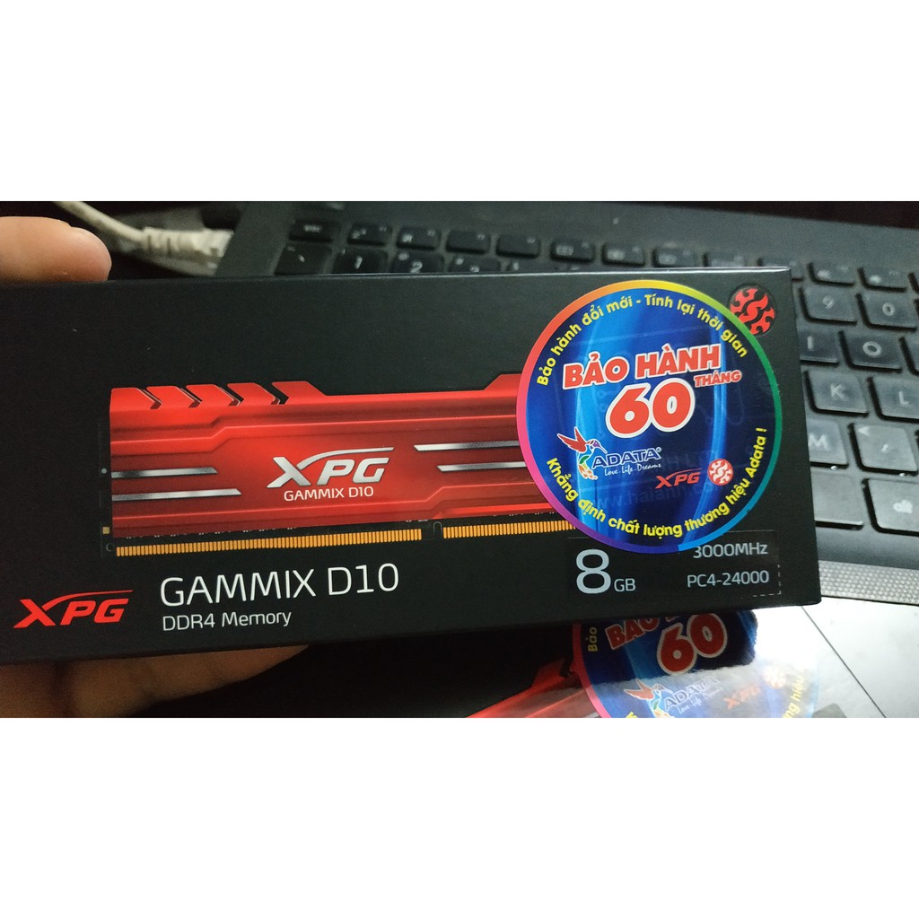 [Mã ELMS05 giảm 5% đơn 300k]RAM ADATA XPG Gammix D10 DDR4 8GB bus 3000Mhz tản nhiệt đỏ BH 5 năm chính hãng