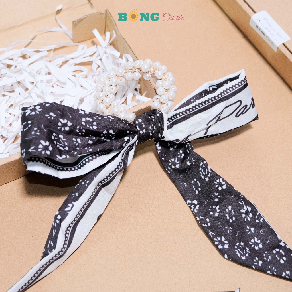 Cột tóc đính nơ ruy băng phong cách Hàn Quốc DT20 - buộc tóc nơ dài BÔNG Cài Tóc