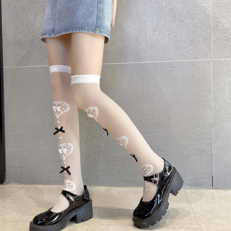 Tất Dài Qua Gối Đính Nơ Phong Cách Lolita Cho Nữ