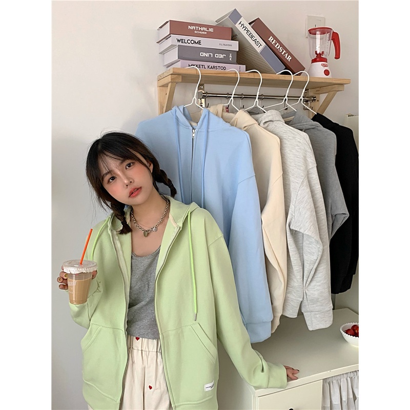 Áo Hoodie Dáng Rộng Màu Sắc Thời Trang Hàn Quốc