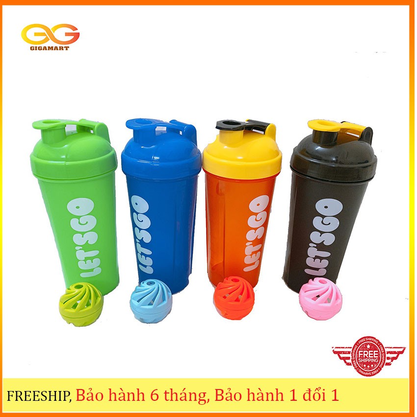 Bình nước tập Gym, Bình lắc Shaker thể thao 700ml , tặng kèm bóng lắc