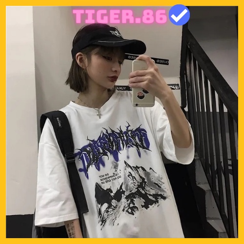 Áo thun tay lỡ form rộng nam nữ vải mịn, Áo phông unisex Tiger.86 AFR344