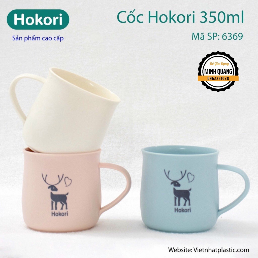 Cốc Nhựa Chịu Nhiệt Hokori 350ml, 400ml Việt Nhật, Cốc Nhựa Lúa Mạch In Hình Có Tay Cầm Mẫu Mới