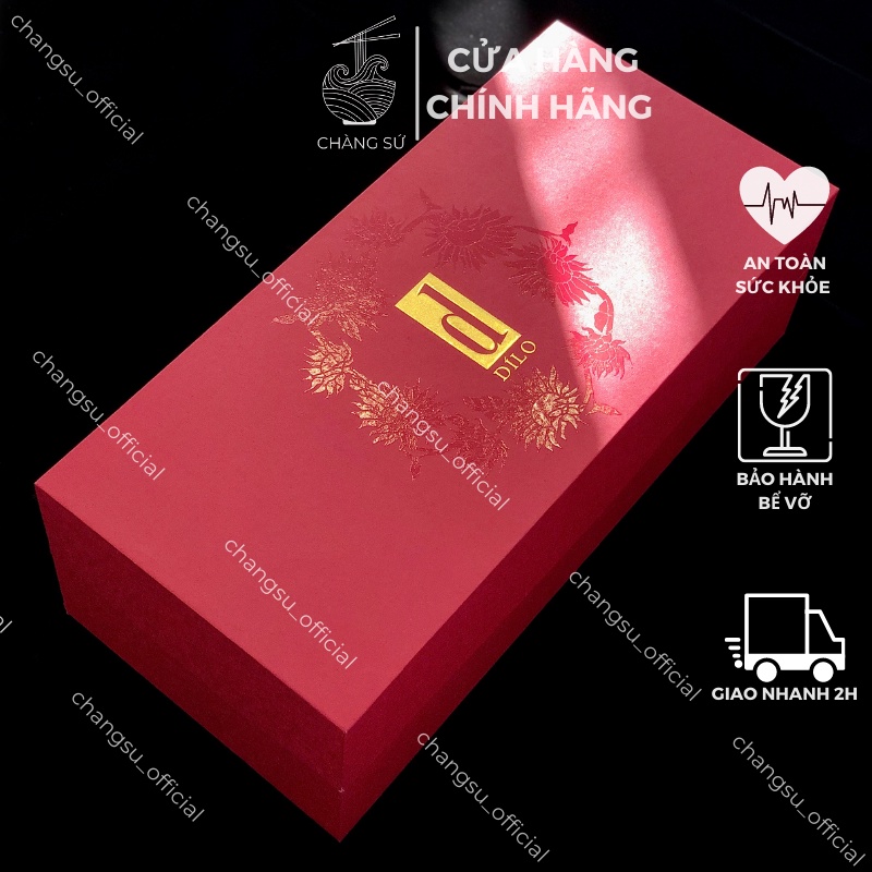 Bộ bát đĩa hoa mặt trời cao cấp Dílo - Hộp quà Tết set bát dĩa đẹp thắp hương thờ cúng gia tiên - Vỡ 1 đổi 1