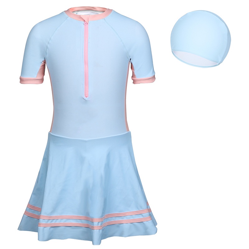 Bộ Đồ Bơi Một Mảnh Cỡ Lớn Kèm Mũ Bơi Thời Trang Dành Cho Bé Gái 17-50KG 5-14 Tuổi