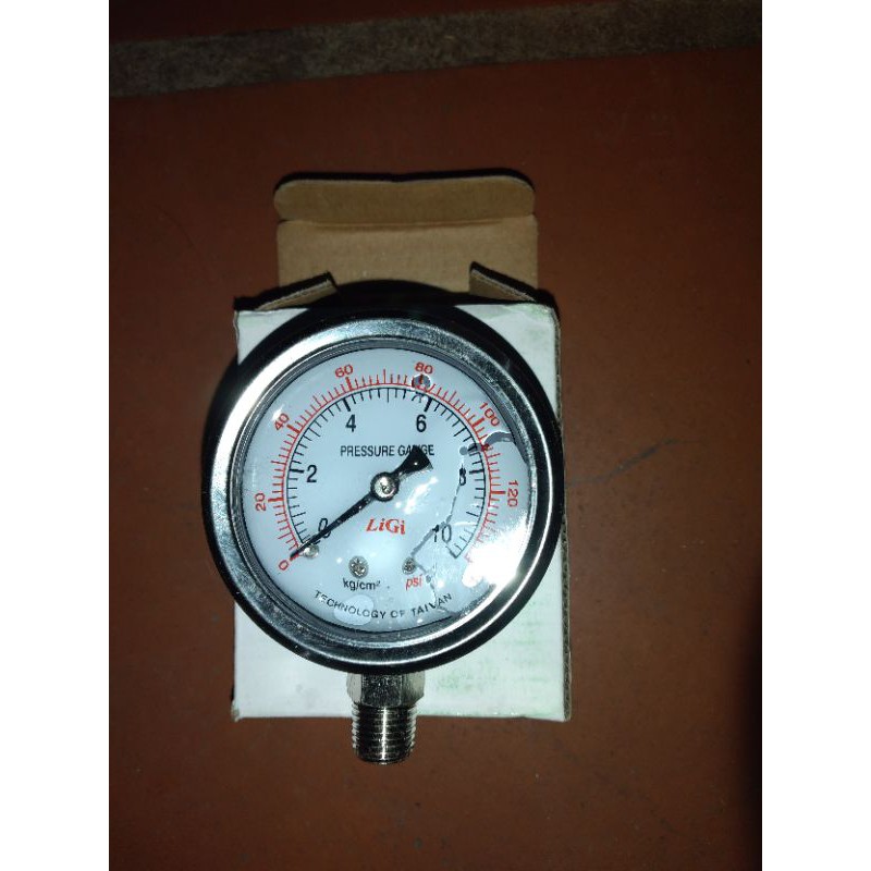 đồng hồ áp xuất dầu 10kg/cm3 chân ren 1/4"