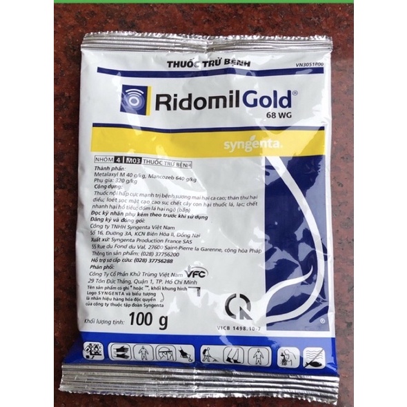 phòng trừ các loại nấm trên cây trồng xanh cây RIDOMIN GOLD 100gr