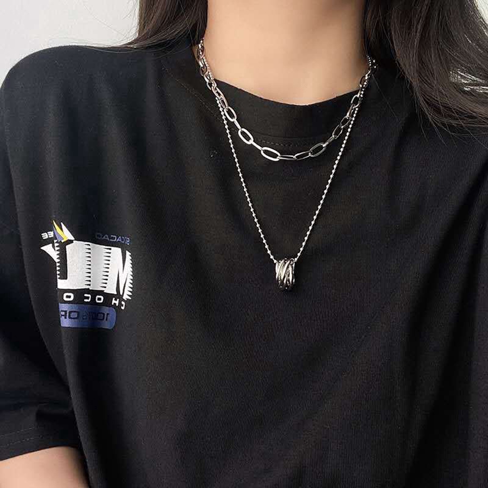 Vòng Cổ Choker Nhiều Lớp Mặt Nhẫn Thời Trang Cho Nữ