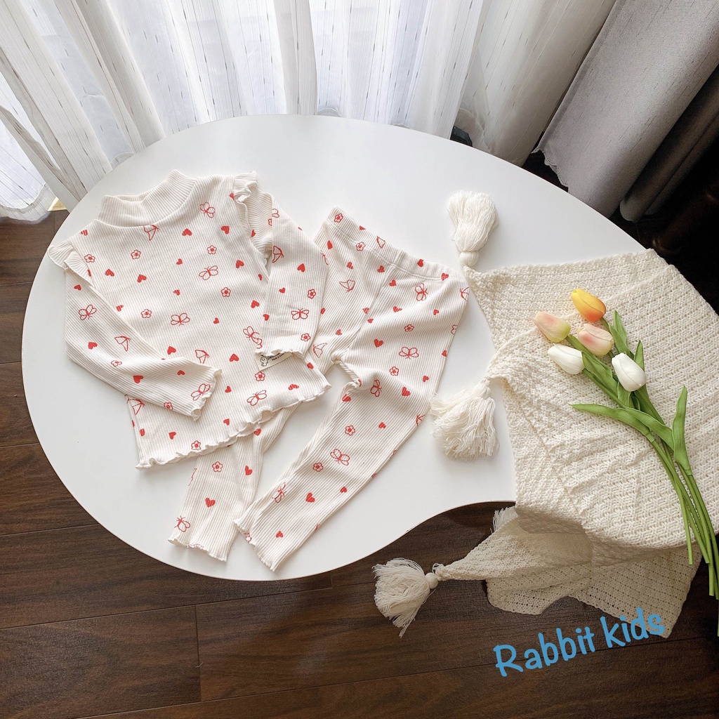 Đồ Bộ Dài Tay Cho Bé Gái 1-5Tuổi💝FREESHIP💝Rabbit Kids-Quần Áo Thu Đông Cánh Tiên Dễ Thương Trẻ Em Chất Tăm Nhung Mềm Mại