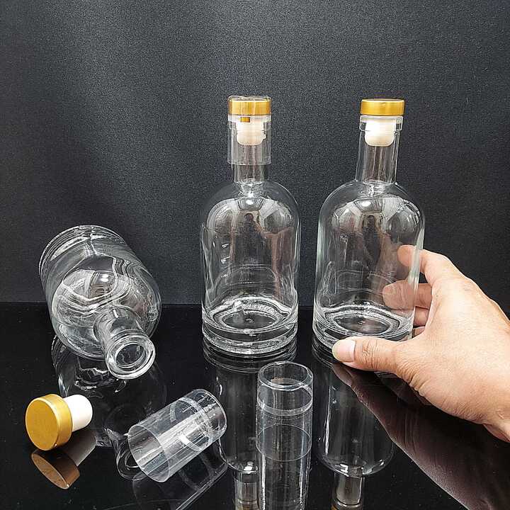 Chai đựng rượu thủy tinh 375ML  mẫu Vốt Ka – Nắp cao su bọc thiếc, kèm màng co – Vỏ chai rượu đẹp