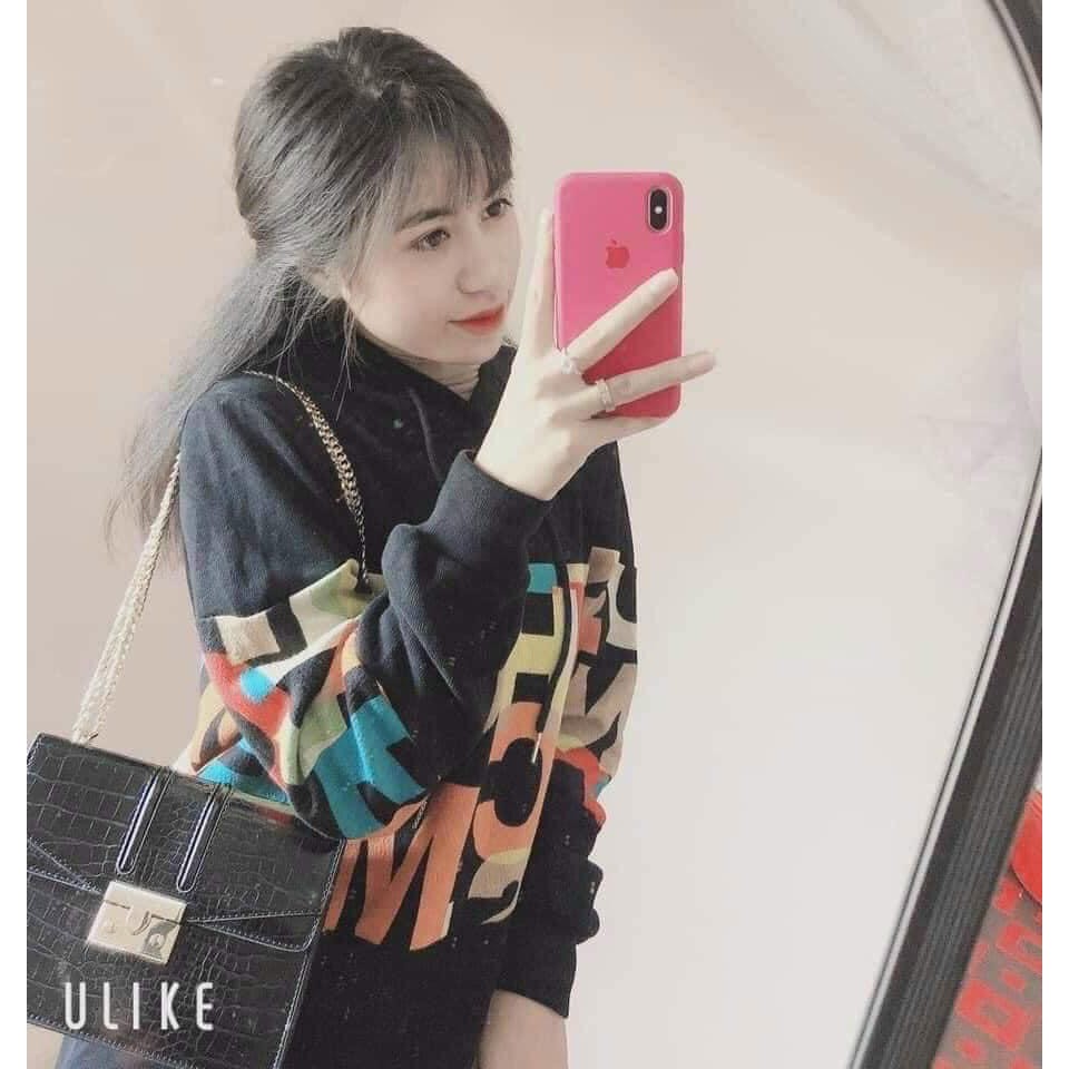 Áo hoddie nữ, áo nỉ sweater nữ in chữ grafiti 🍉áo màu đen có in chữ nhiều màu có mũ chất liệu nỉ bông ấm áp form rộng | BigBuy360 - bigbuy360.vn