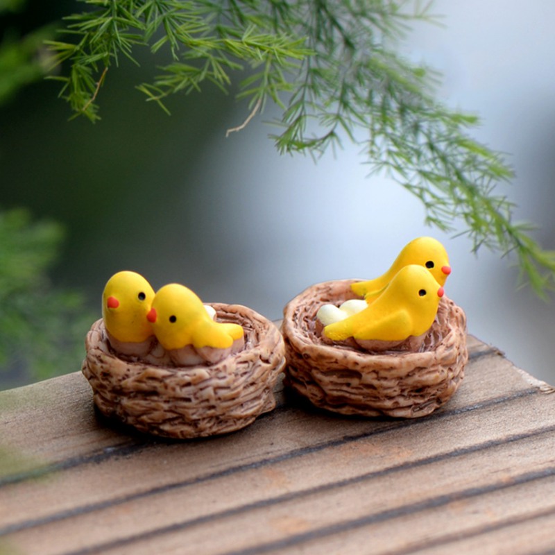 Set 2 chú chim mini trang trí sân vườn