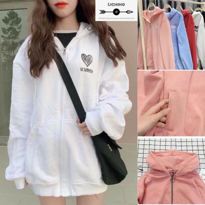 Áo khoác hoodie nỉ unisex nam nữ form rộng áo chống nắng ulzzang street style Hàn Quốc AKNM11 LICHIHO bảng màu siêu cute | BigBuy360 - bigbuy360.vn