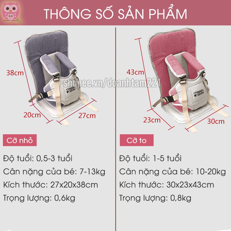 Đai ngồi ôtô cho bé với chất vải cotton bền đẹp