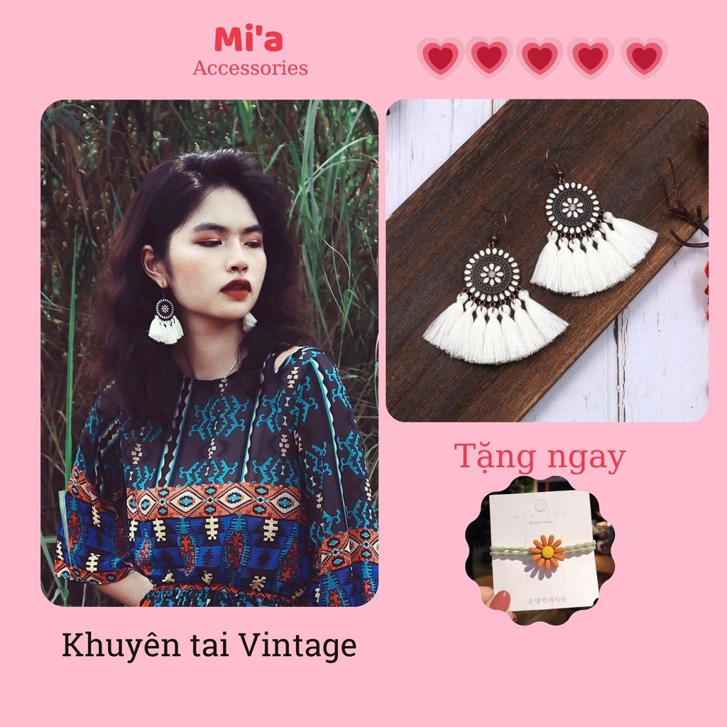 Khuyên tai tuarua màu trắng Vintage, bông tai đi biển