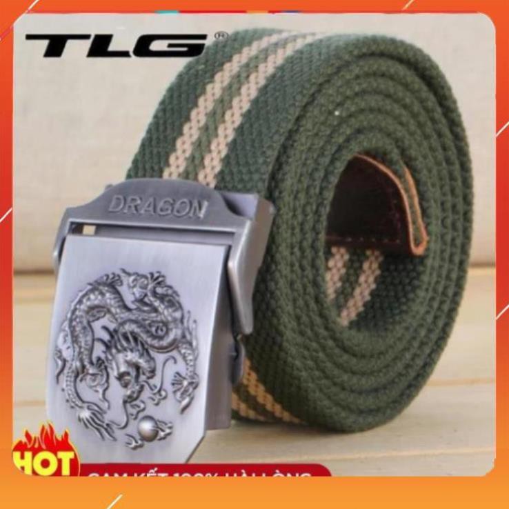 ❤️Deal Sốc❤️ Thắt lưng nam dù đầu rồng Đồ Da Thành Long 924 5(xanh sọc) tặng 01 bút bi cao cấp TLG M 410 ❤