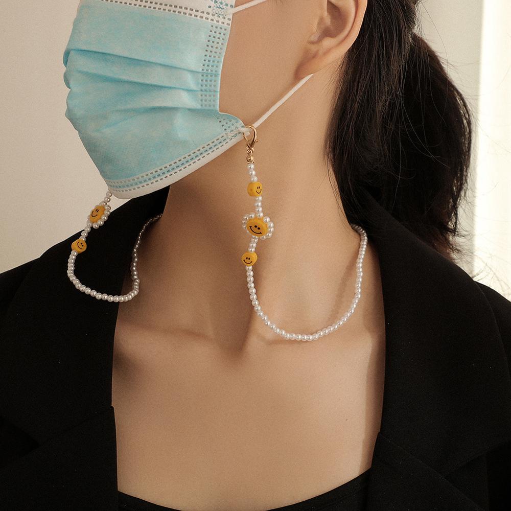 Dây Đeo Mắt Kính Chống Thất Lạc Hình Mặt Cười Đính Hạt Cười