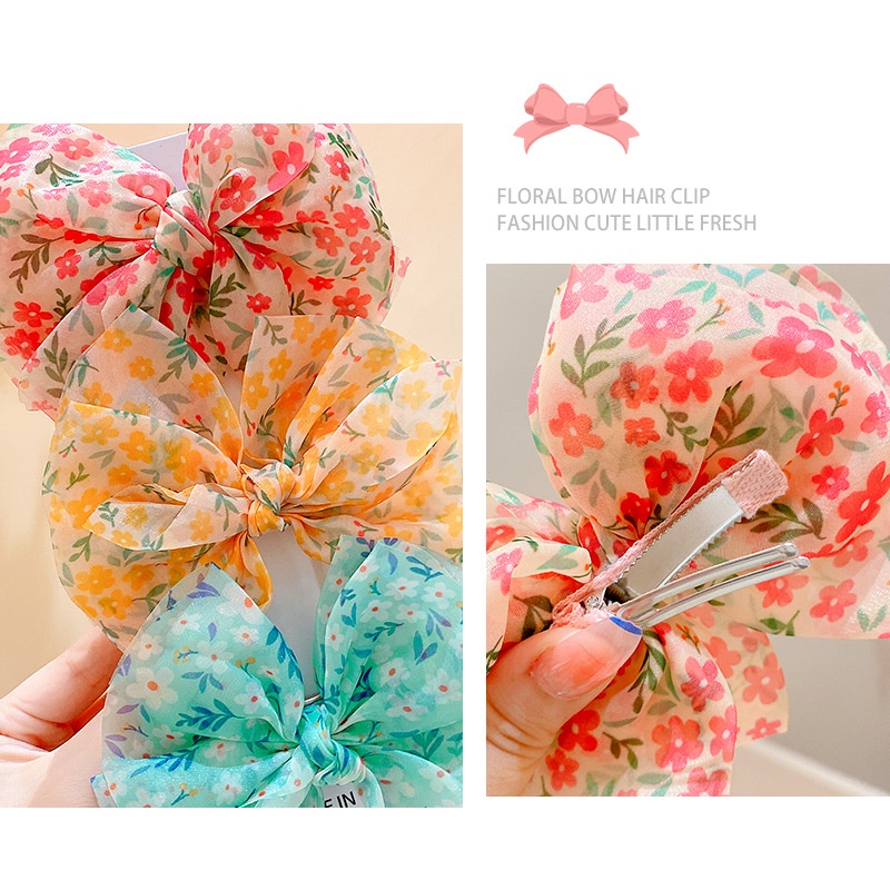 Kẹp Tóc Đính Nơ Hoa Nhỏ Kiểu Hàn Quốc Dễ Thương Cho Bé Gái