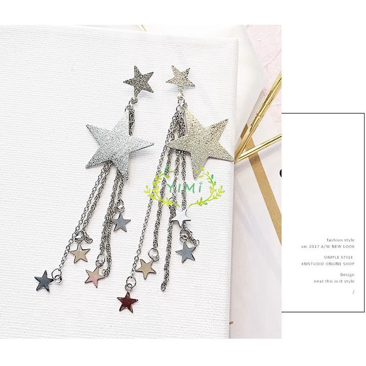 Đôi Khuyên Tai Dài Phối Hình Ngôi Sao Thời Trang Cho Nữ