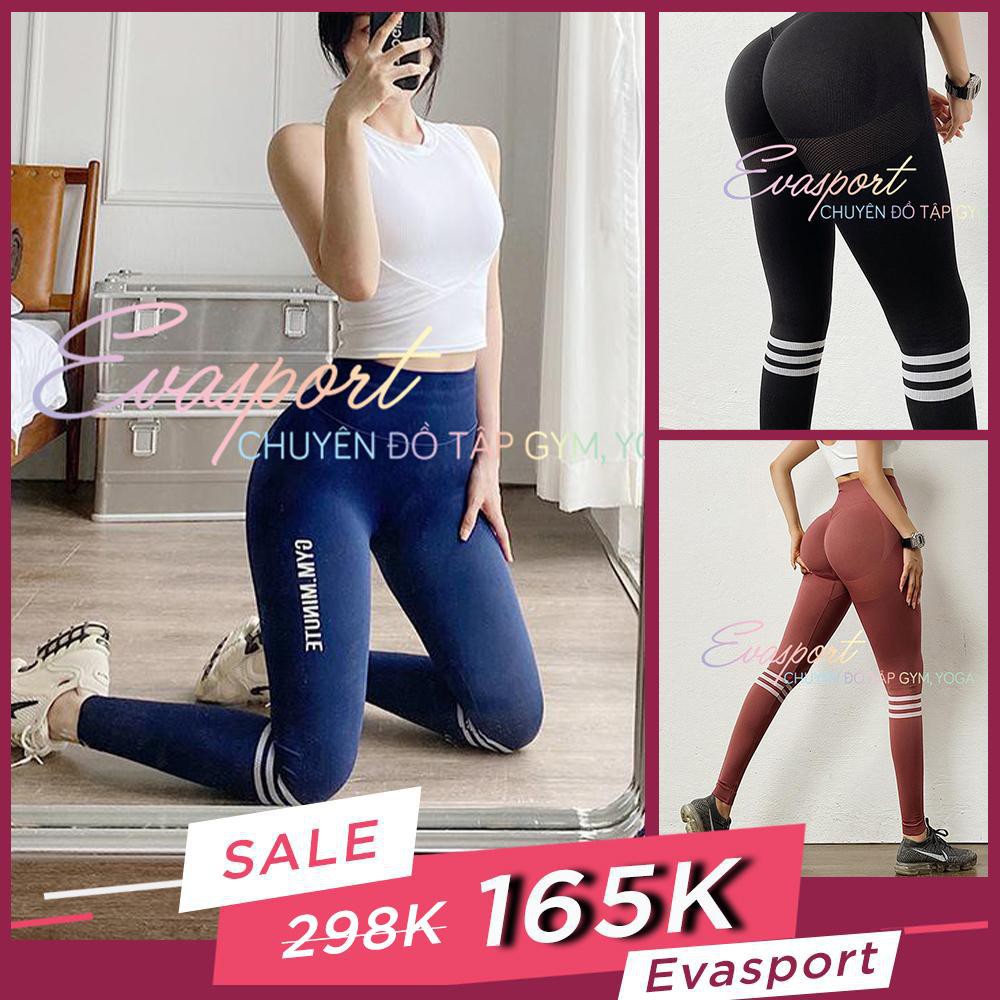 Quần Legging GYM SPORT Có Chun Mông, Lưng Cao, Dài Nữ Tập Gym Yoga Aerobic, Vải Dệt Kim Cao Cấp Co Dãn Tốt Tôn Mông