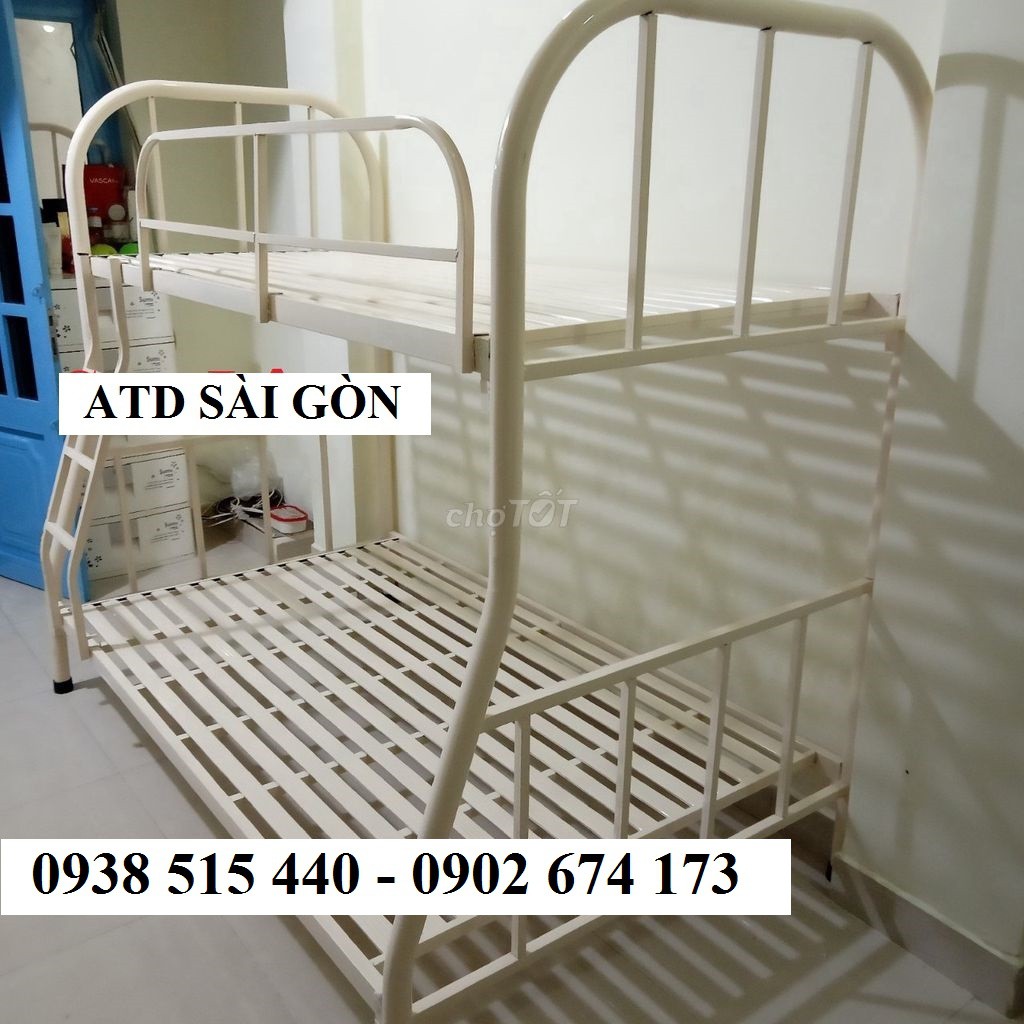 Giường tầng sắt ống tròn cho trẻ em bo góc 1m/1m2