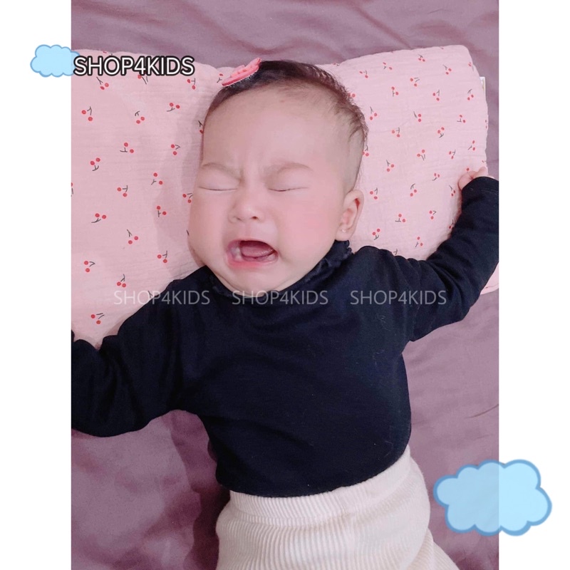 Gối Xô Musilin Hàn Quốc Cao Cấp Cho Bé Hoạ Tiết Hồng Cherry