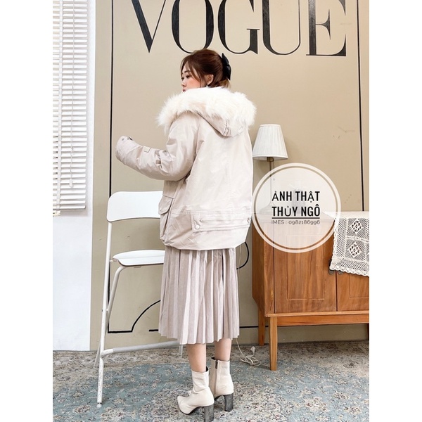 Áo khoác Phao lót lông dây rút eo chìm dáng baby doll phong cách trẻ trung 1515 IMES SHOP