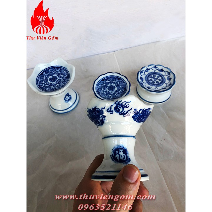 4 loại chân nến màu lam - Chân nến Bát Tràng