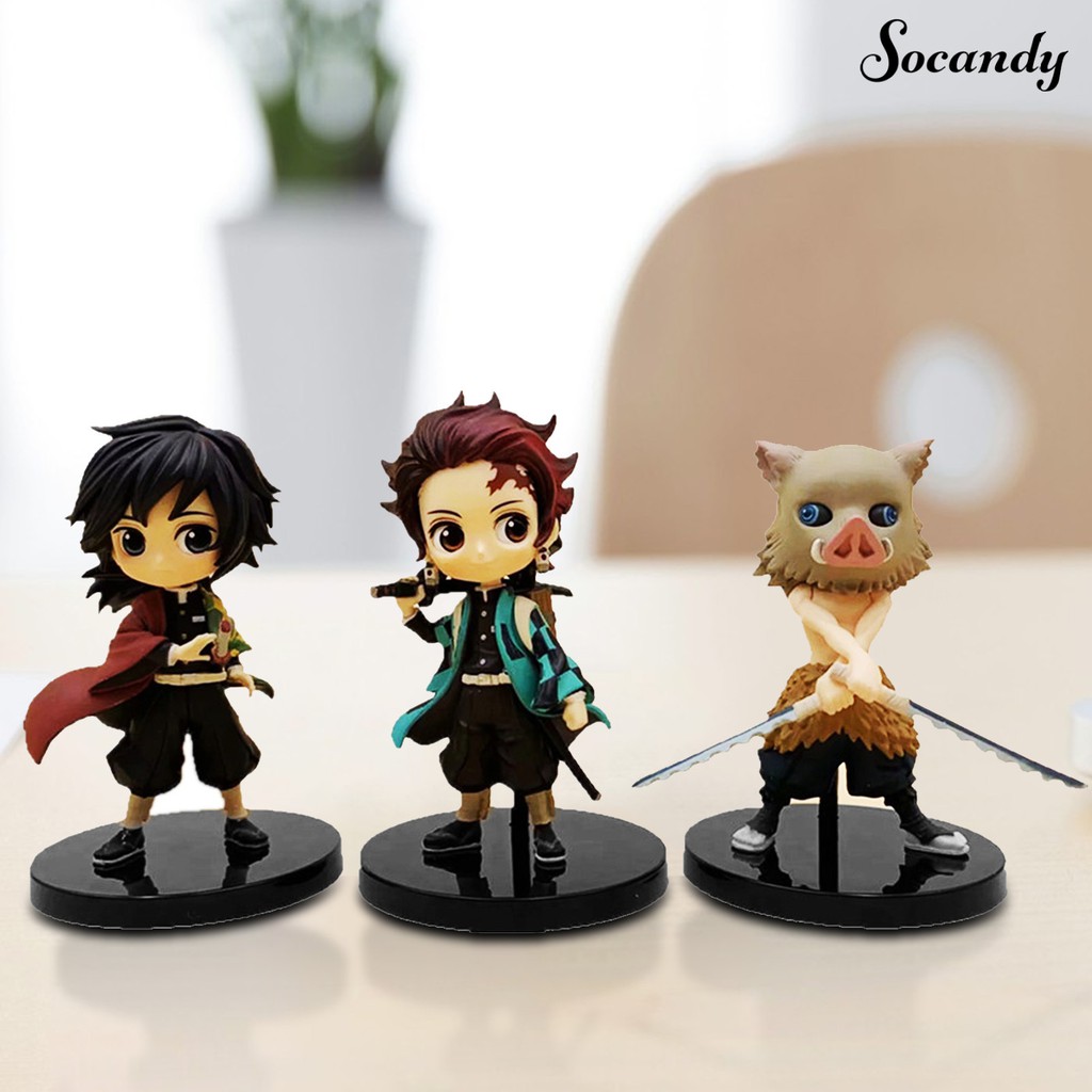 Set 6 Mô Hình Nhân Vật Anime Demon Slayer Hoạt Hình Để Bàn Trang Trí