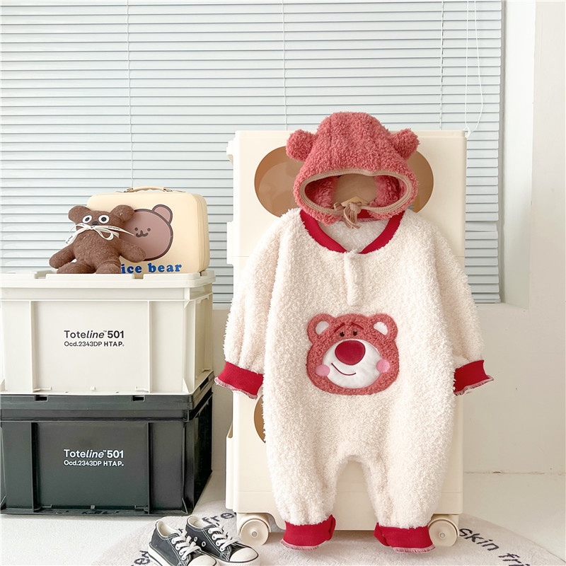 Bộ Áo Liền Quần Bằng Vải Bông Dễ Thương Thời Trang Thu Đông Cho Bé