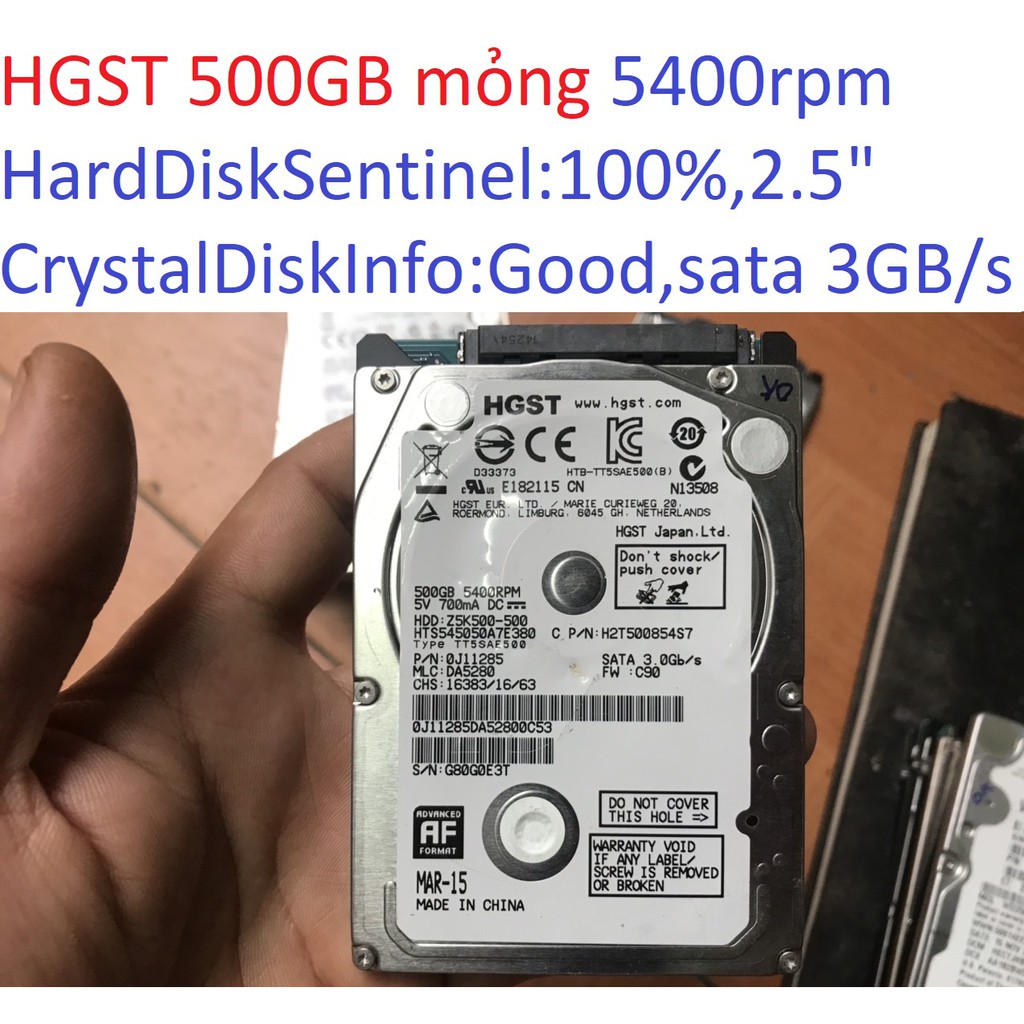 ổ cứng cho laptop HGST Travelstar 500GB 5400RPM sata 2 3 GB/s 2.5 &quot; inch 7mm hdd 100% Good Z5K500 HTS545050A7E380