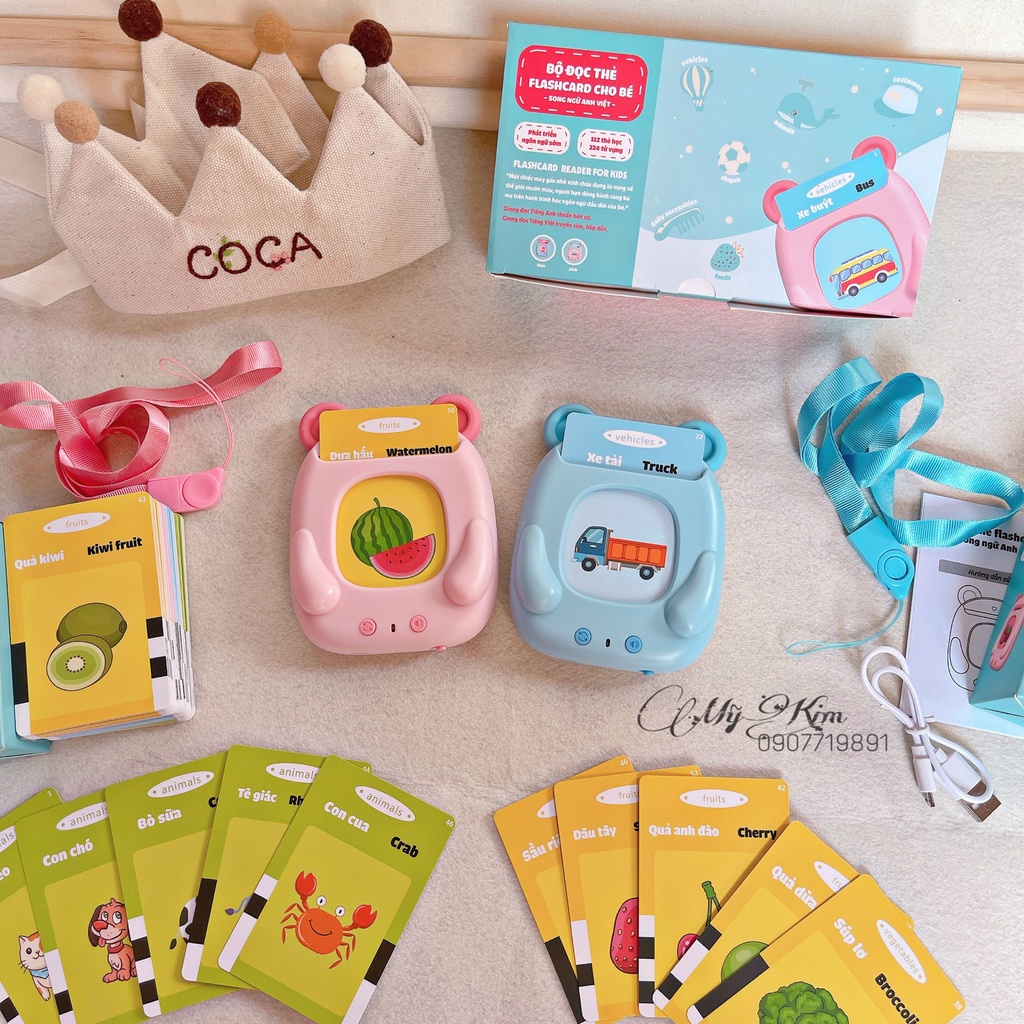 Máy Đọc Thẻ Flashcard Tiếng Anh Việt Song Ngữ 224 từ vựng cho bé - LANA QUEEN