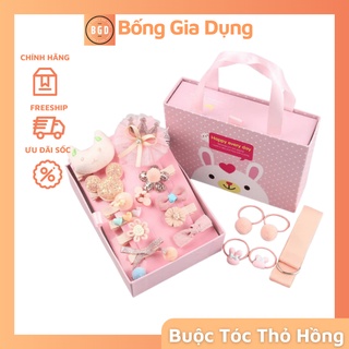Hộp nơ kẹp tóc cho bé giá 18 chi tiết thỏ hồng