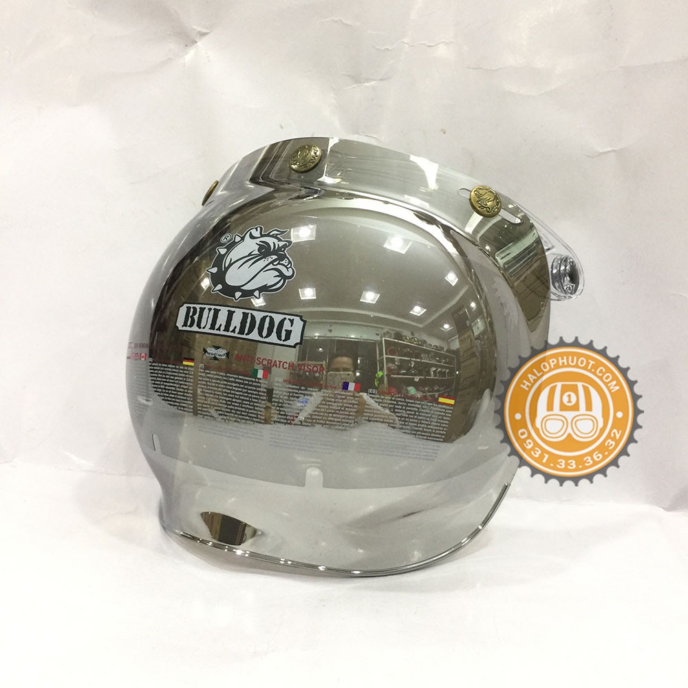 Kính Bubble Bulldog gắn nón 3/4 (Tráng gương)