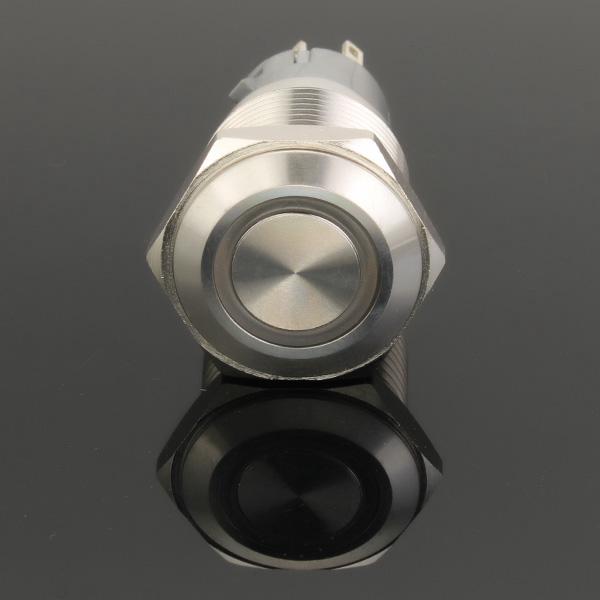 12V 16mm Latching Angel Eye LED Push Button Switch Flat Head Metal illuminated