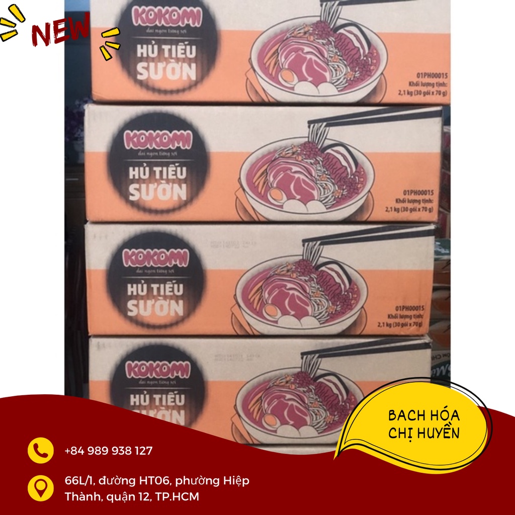 Thùng hủ tiếu sườn heo / phở bò kokomi 30 gói x 70 gram