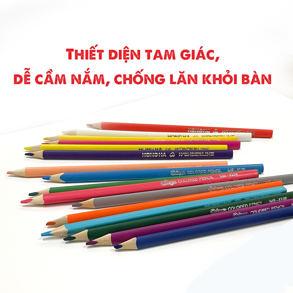 Bút chì màu Oringa Hồng Hà | 12/18 màu kèm gọt